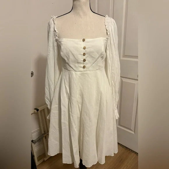 Lulus Elegant White  Boho Romantic Chic Mini Dress- style “Make The call” size M - Picture 2 of 7